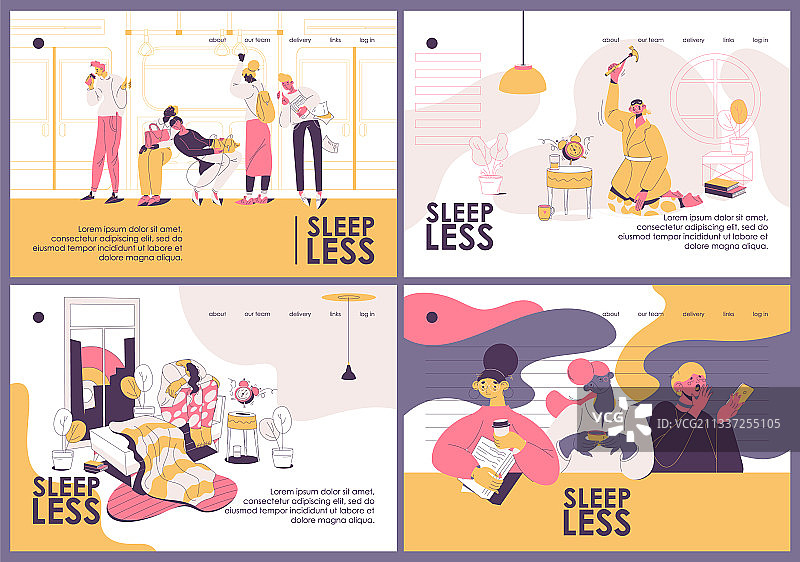 关于失眠人群的着陆页模板图片素材