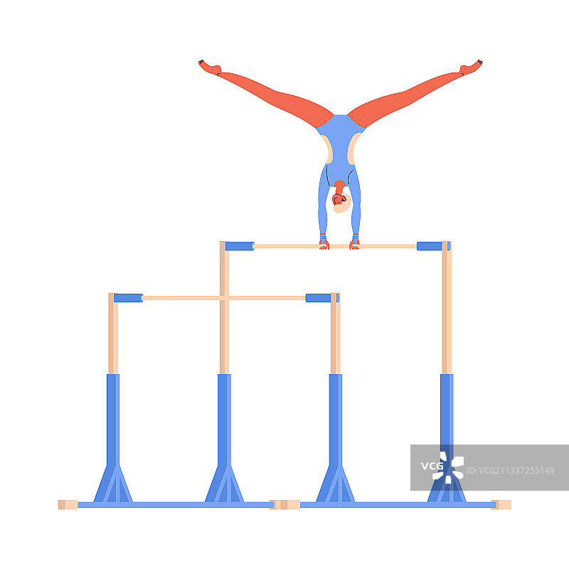 在白色背景下训练的不规则单杠女子图片素材