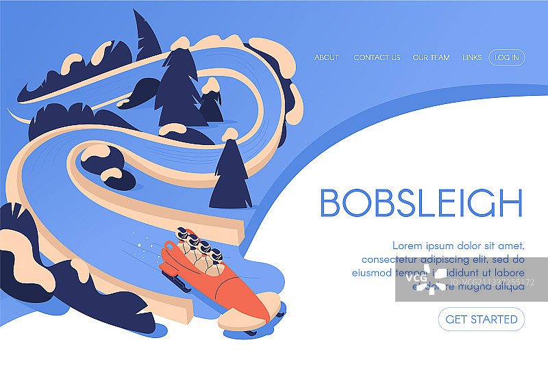 手绘风格的雪橇着陆页模板图片素材