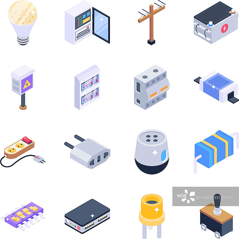 电气元件2.5D图标包图片素材