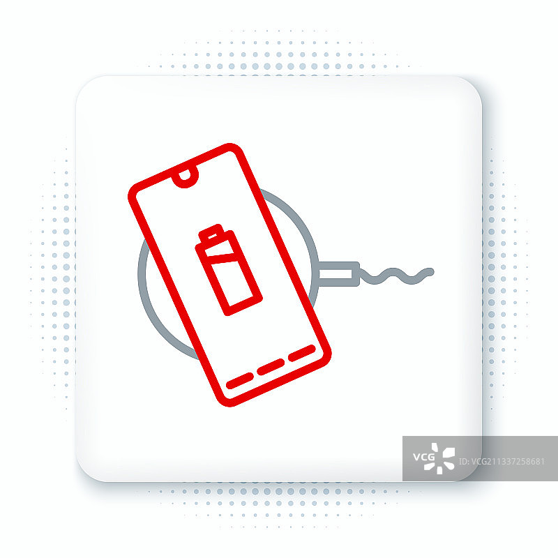 无线充电器上的智能手机充电线性图标图片素材