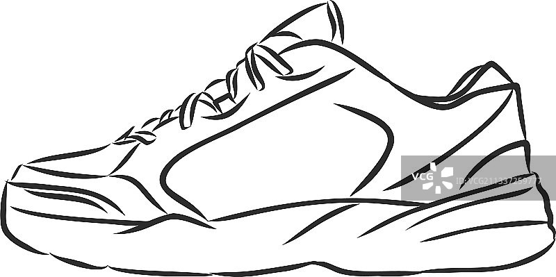 黑色线条运动鞋轮廓图图片素材