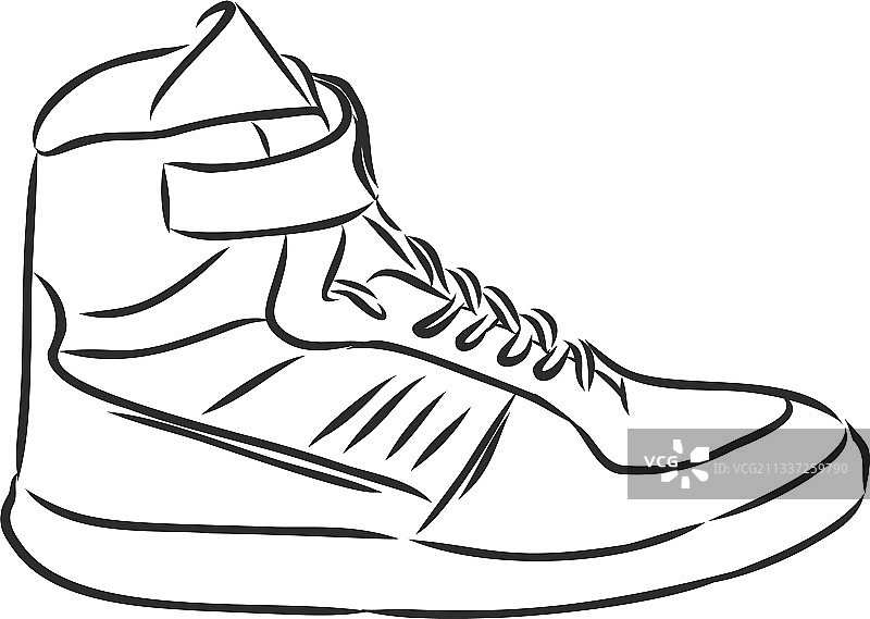 黑色线条运动鞋轮廓图图片素材