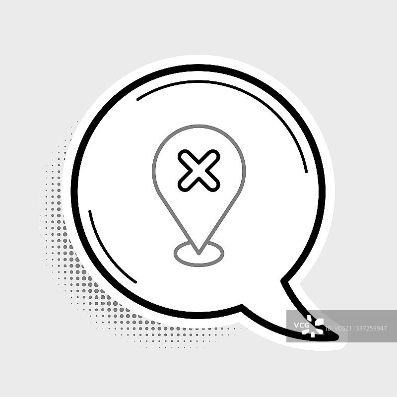 灰色背景上带十字标记的地图图钉线性图标图片素材