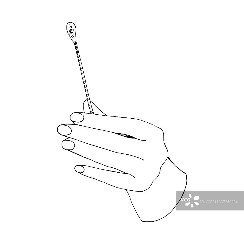 手中的冠状病毒涂片测试棉签图片素材