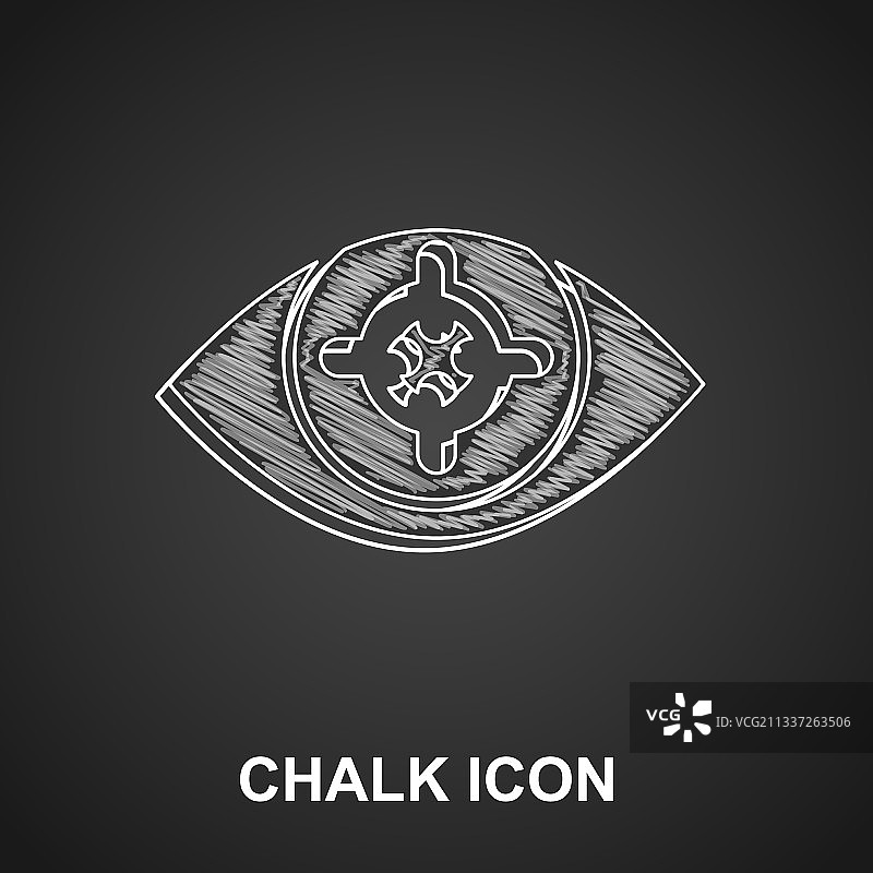 黑色背景上的粉笔眼睛扫描图标图片素材