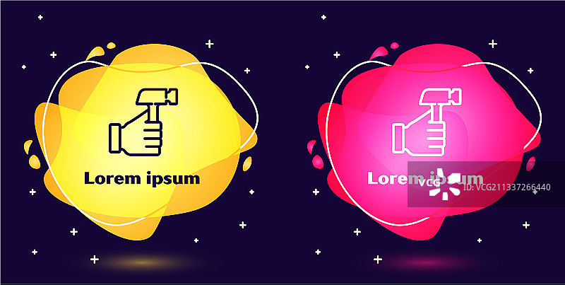 锤子线条图标蓝色背景图片素材