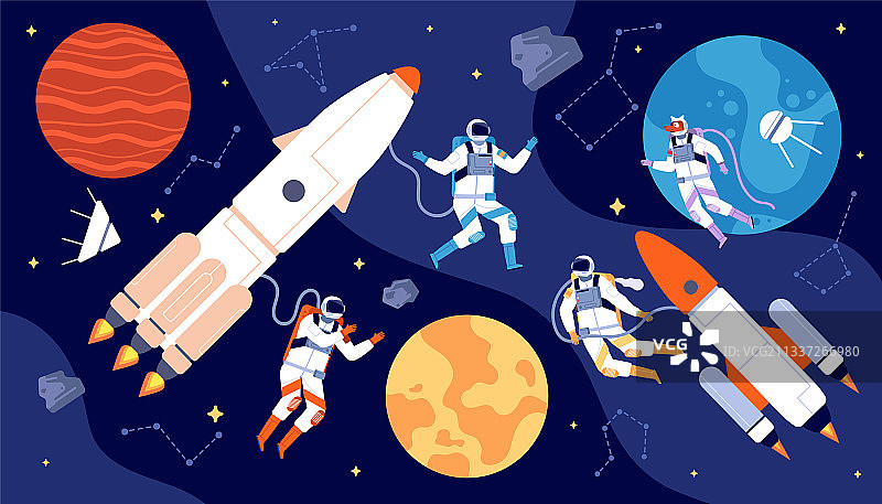 太空探险主题：宇航员角色图片素材