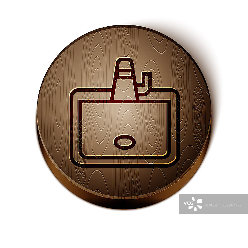 棕色线条带水龙头的洗脸盆图标图片素材