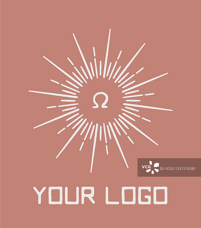 古希腊字母Omega太阳光标志图片素材