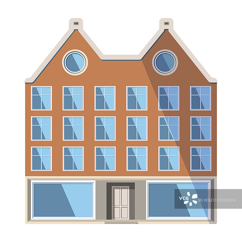 荷兰传统橙色老房子图片素材