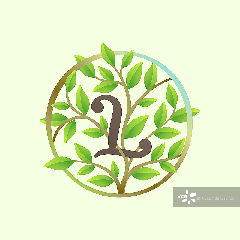 由扭曲的树枝制成的字母L标志图片素材