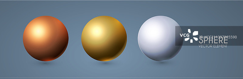 具有真实感的3D球体和反射效果图片素材