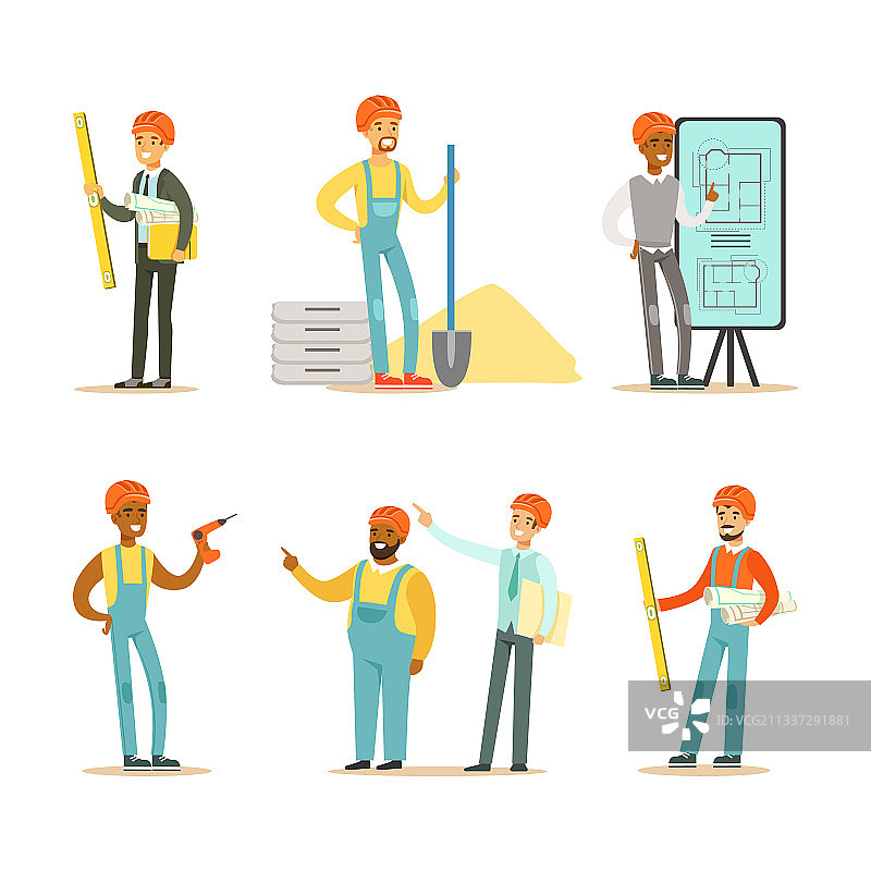 带工具的专业建筑工人图片素材