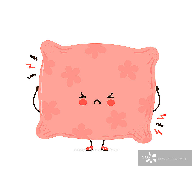 可爱悲伤的枕头手绘角色图片素材