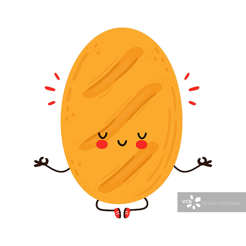 可爱有趣的面包瑜伽姿势冥想图片素材