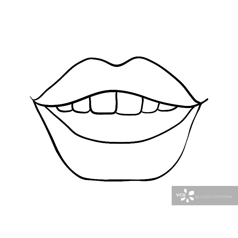 手绘嘴唇线条艺术图片素材