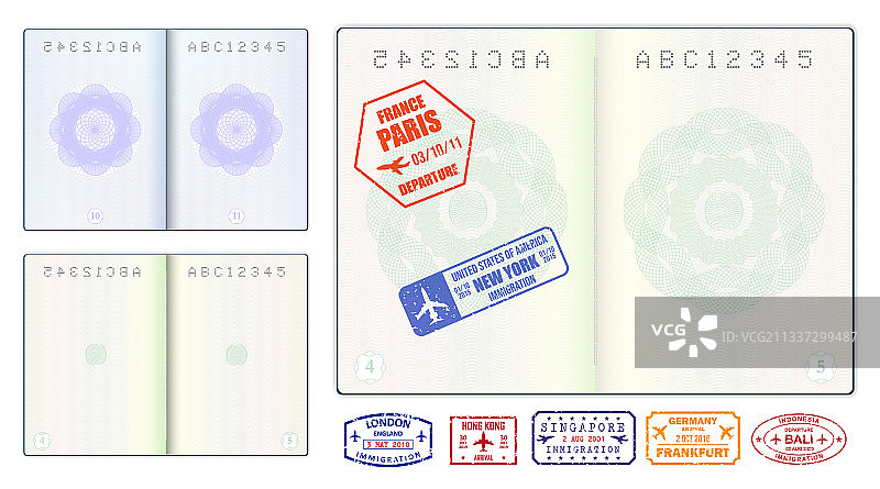 逼真的空白护照内页样机图片素材