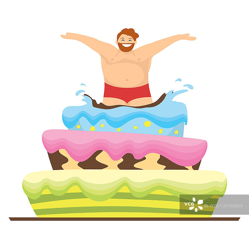 穿红色泳裤的白人男子跳出图片素材