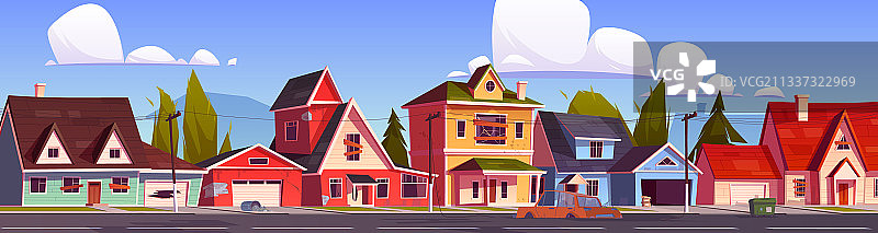 被遗弃的郊区房屋，被忽视的街道图片素材