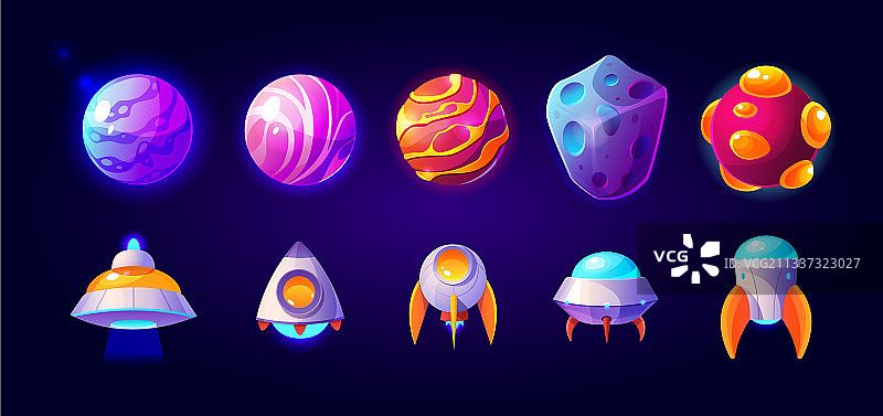 UFO宇宙飞船及火箭与行星素材图片素材