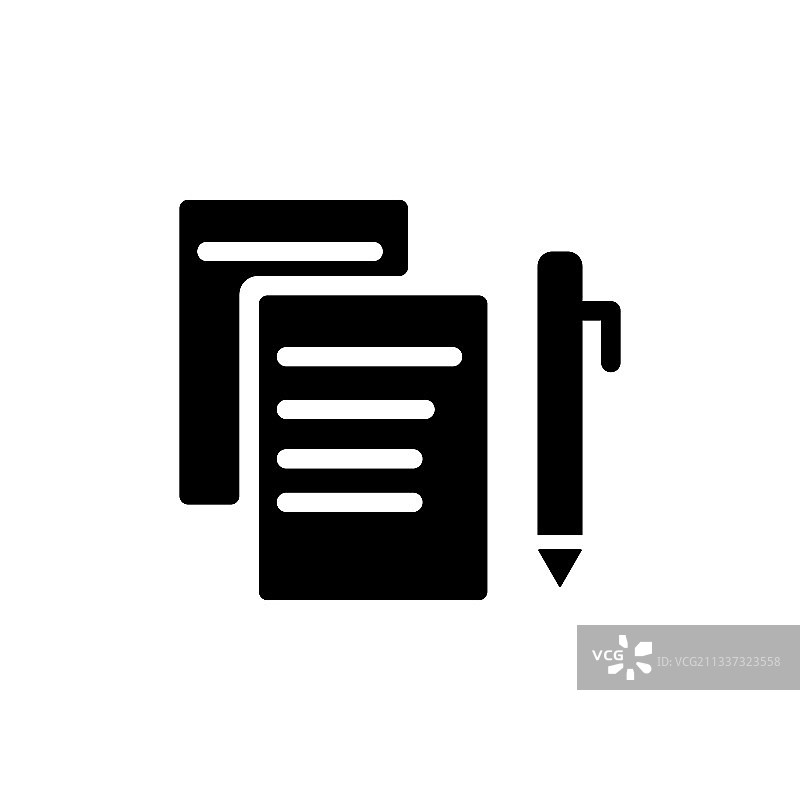 钢笔图标和纸质办公文具图标图片素材