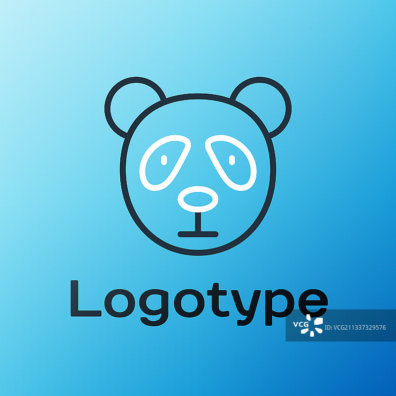 蓝色背景上的可爱熊猫脸图标图片素材