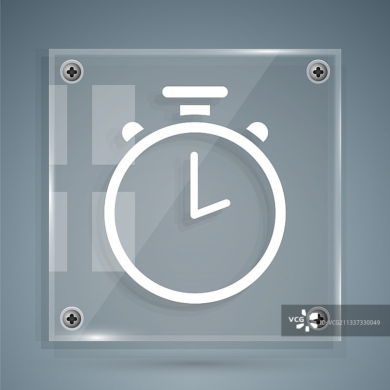 灰色背景上的白色秒表图标图片素材