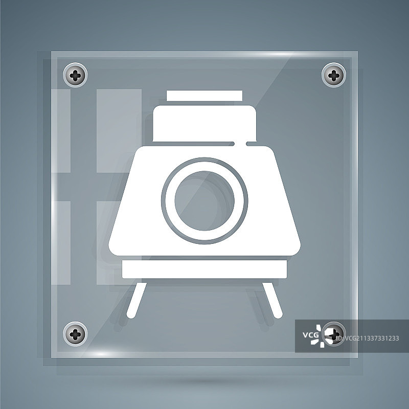 灰色背景上的白色火星探测车图标图片素材