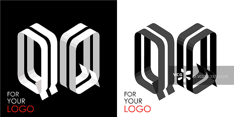 2.5D字母Q透视标志图片素材