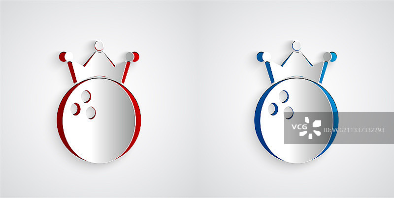 剪纸风格保龄球图标图片素材