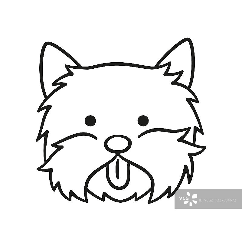 手绘约克夏梗犬头像图标图片素材