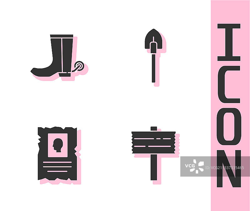 牛仔靴通缉路标图标图片素材