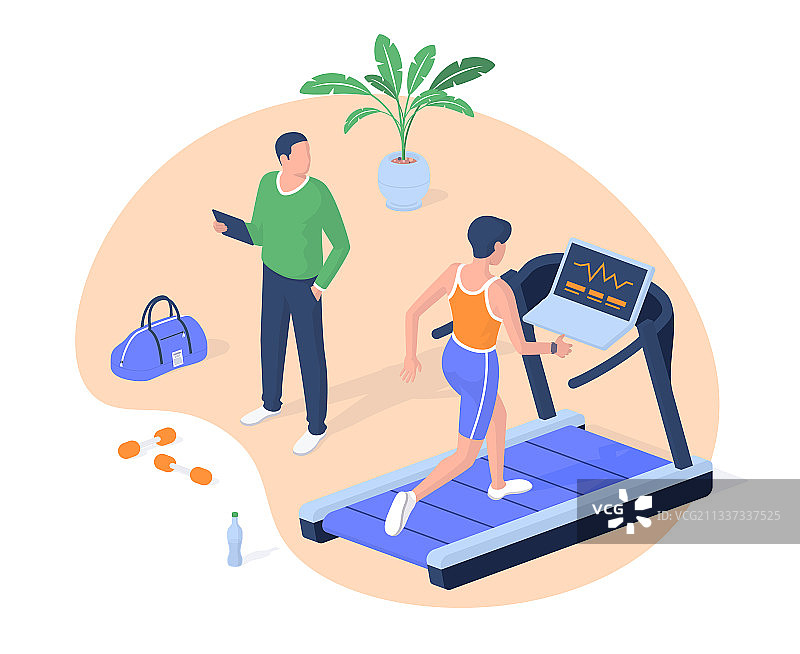 健身课程有氧器械2.5D realistic图片素材