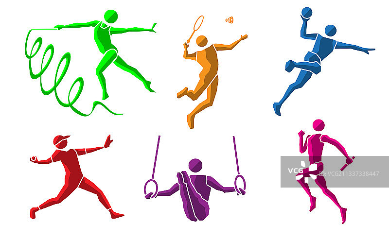 彩色运动扁平图标合集02图片素材