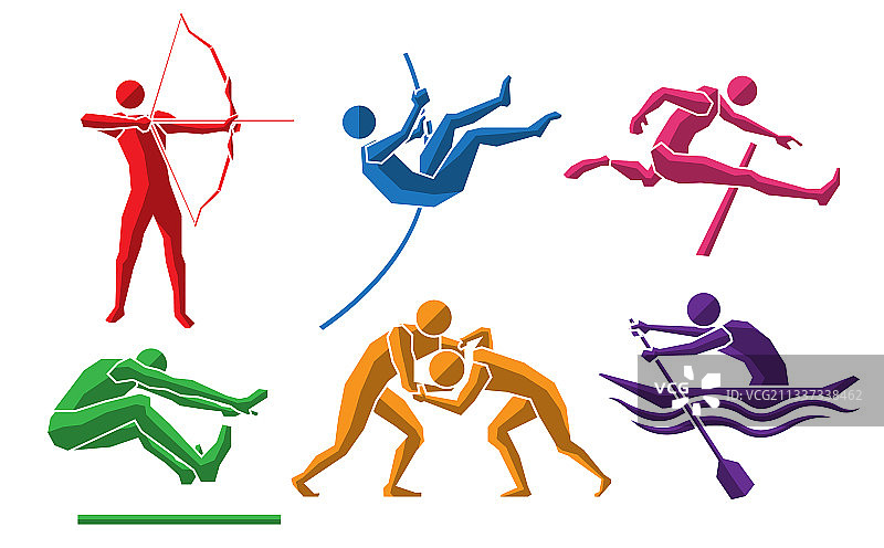 彩色运动扁平图标集07图片素材