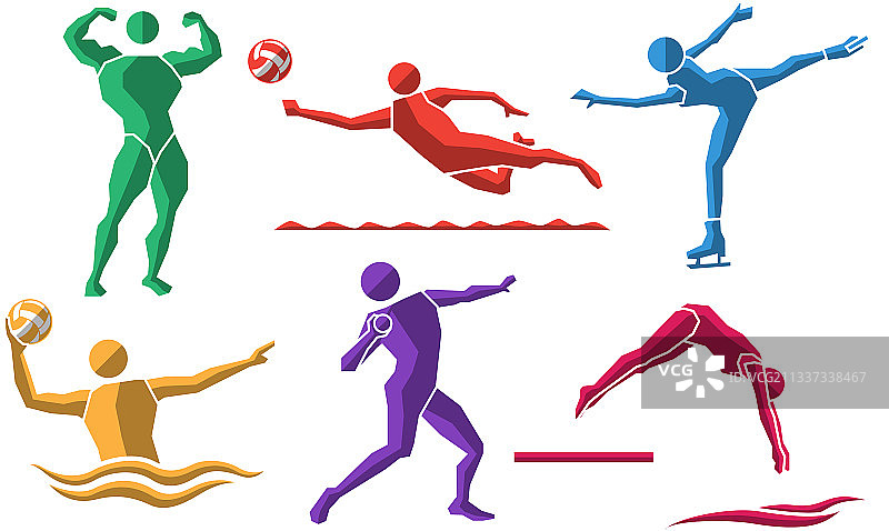 彩色扁平风格运动图标合集08图片素材