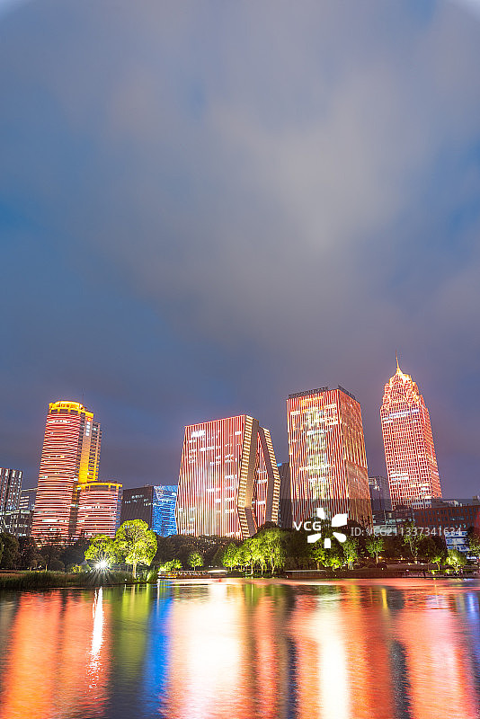 宁波，南部商务区，灯光，夜景，商务办公楼，CBD，国际贸易图片素材
