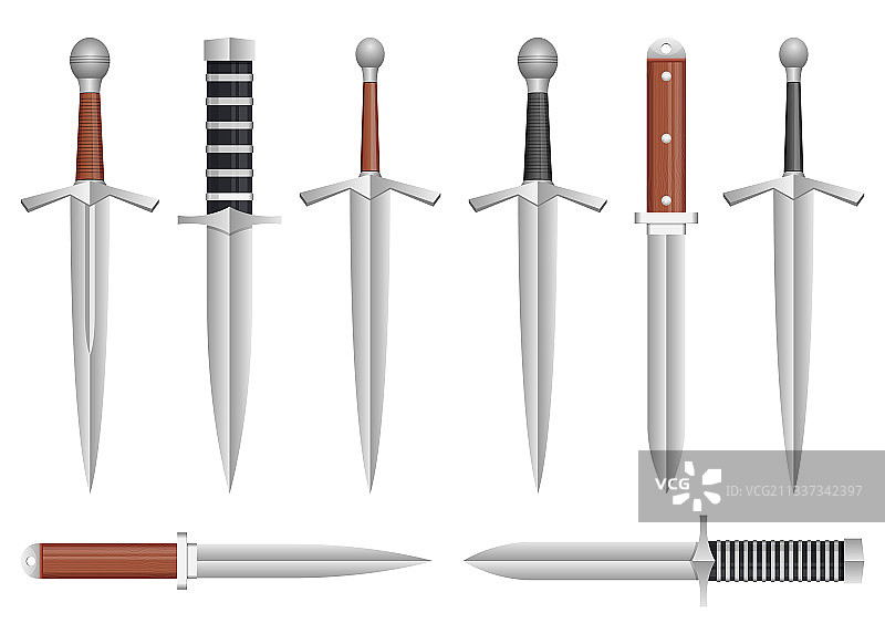 白色背景上的逼真匕首设计图片素材