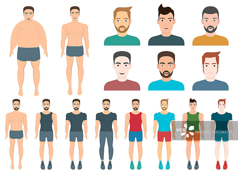 男人头像设计（白色背景）图片素材