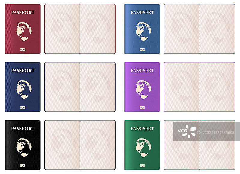 逼真的护照设计，白色背景隔离图片素材