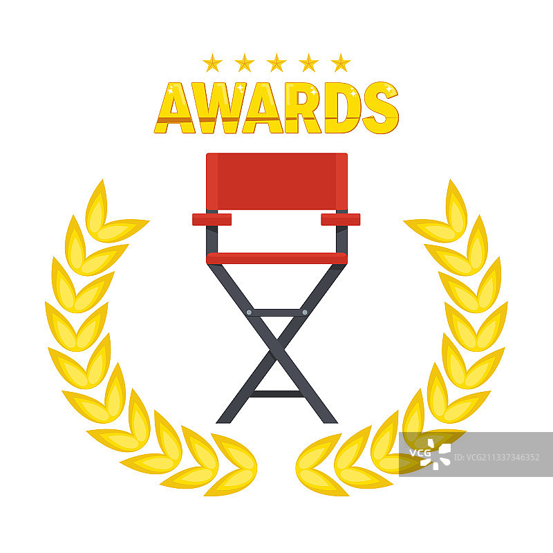 电影导演椅与月桂花环图片素材