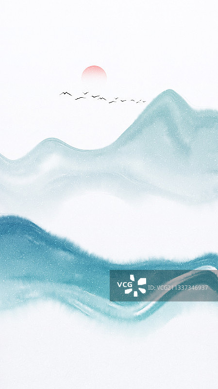 新中式中国风水墨山水图片素材