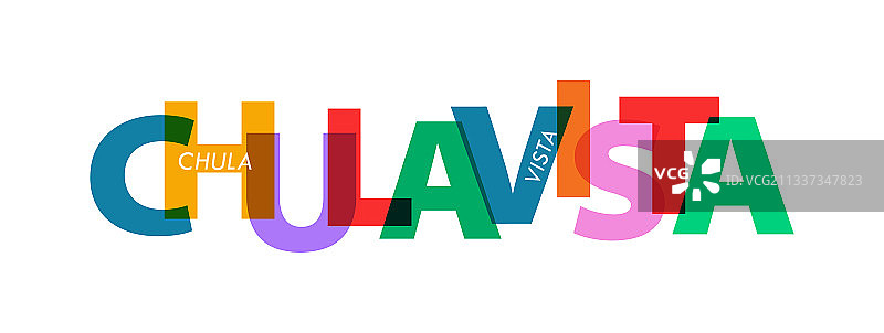 白色背景上的丘拉维斯塔城市名称图片素材