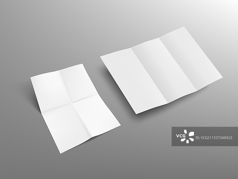带阴影的三折和四折纸质小册子图片素材