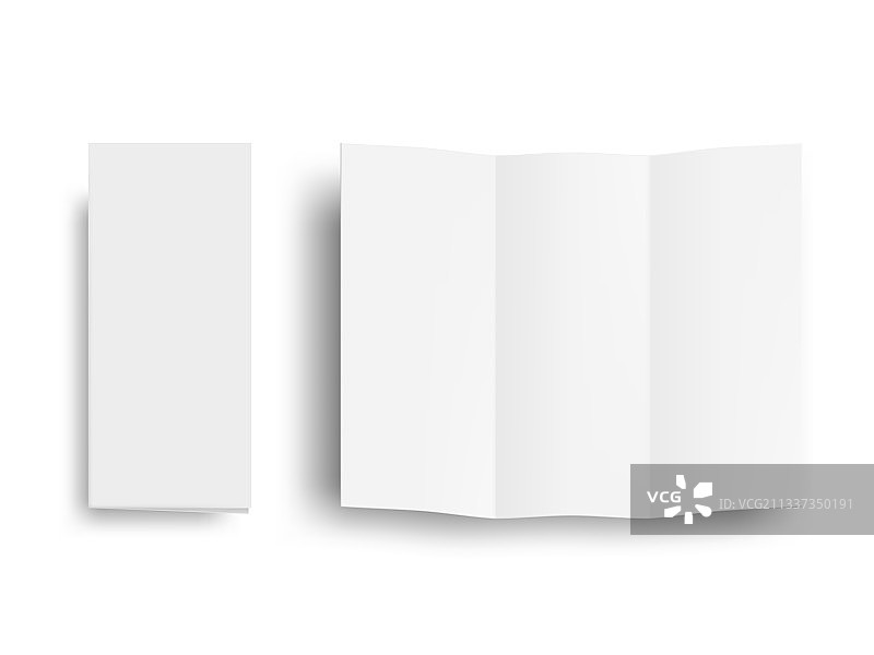 带阴影的展开和闭合三折纸小册子图片素材
