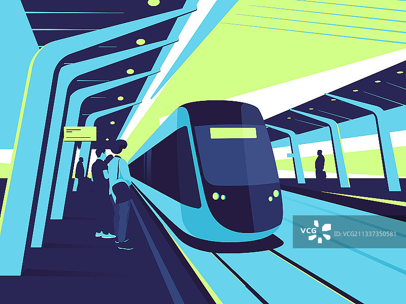 在车站站台上图片素材