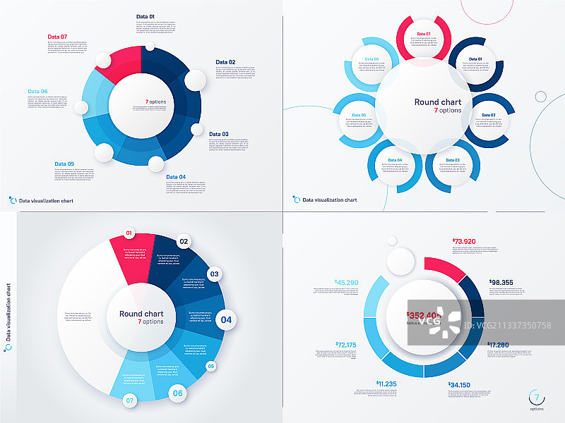 包含七个部分的圆形图表信息图模板图片素材