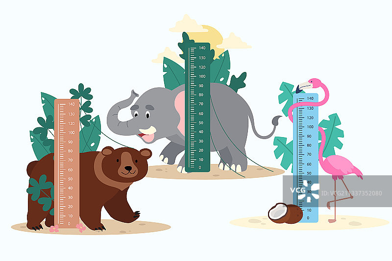 手绘身高测量图案合集图片素材