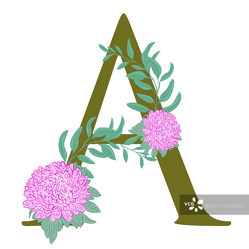 鲜花装饰的大写字母A图片素材